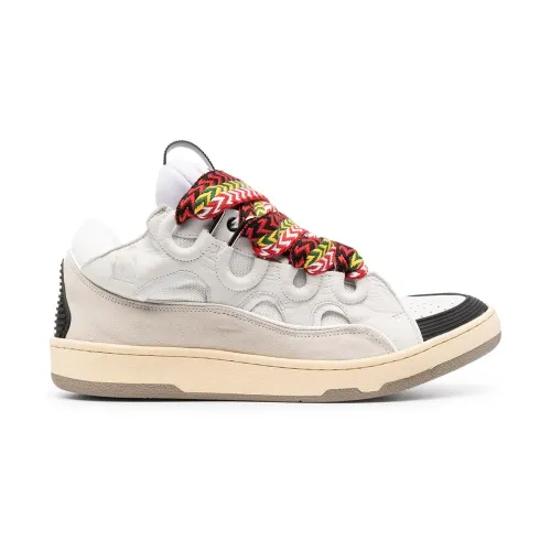 Lanvin , White Curb Lace-Up Sneakers ,Multicolor male, Sizes: