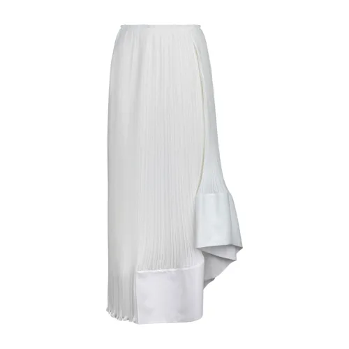 Lanvin , White Pleated Midi Skirt ,White female, Sizes: