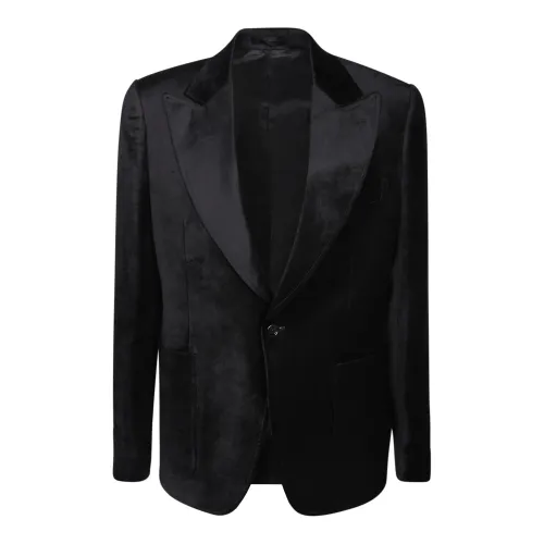 Lardini , Black Single-Breasted Jacket with Notched Lapels ,Black male, Sizes: