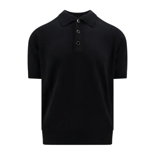 Lardini , Black Wool Cotton T-Shirt ,Black male, Sizes: