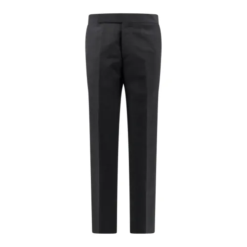 Lardini , Black Wool Trousers with Button and Zip ,Black male, Sizes: