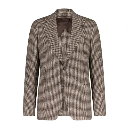 Lardini , Classic Wool-Silk Blend Blazer ,Brown male, Sizes: