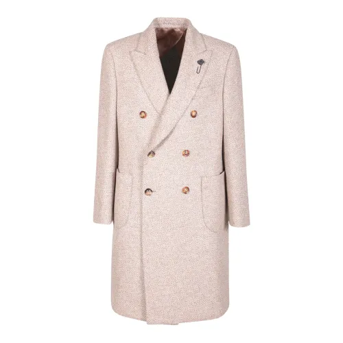 Lardini , Double-Breasted Wool Coat ,Beige male, Sizes: