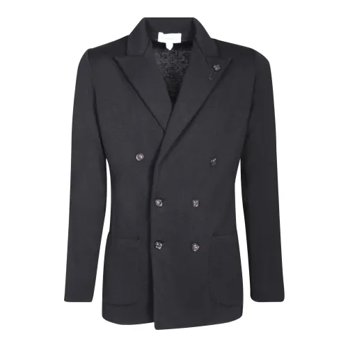 Lardini , Double-Breasted Wool Jacket ,Black male, Sizes: