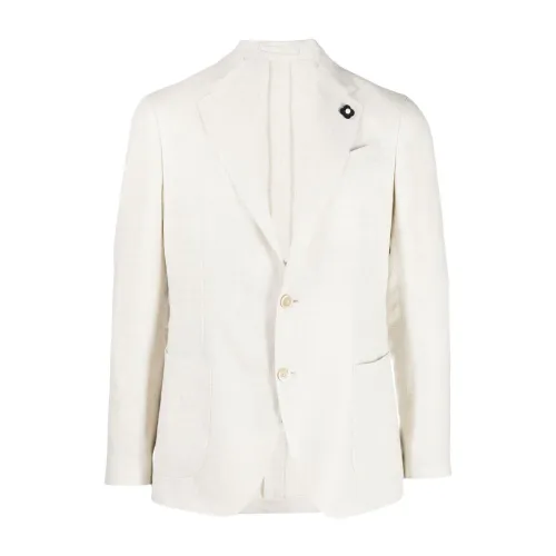 Lardini , Linen/Wool Jacket ,White male, Sizes: