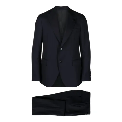 Lardini , Navy Blue Pinstripe Wool Suit ,Blue male, Sizes: