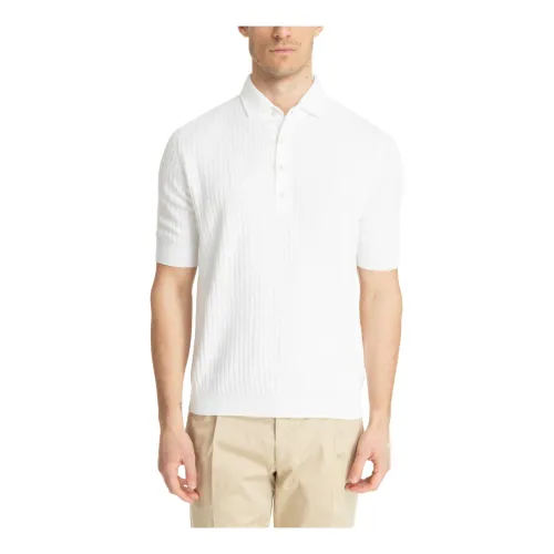 Lardini , Plain Button Closure Polo Shirt ,White male, Sizes: