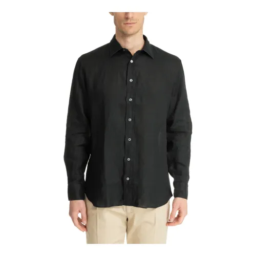 Lardini , Plain Button Closure Shirt ,Black male, Sizes: