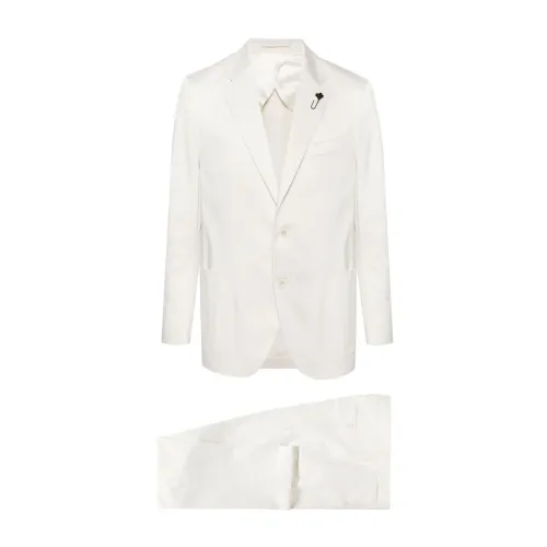 Lardini , White Dress with Brooch Details ,White male, Sizes: