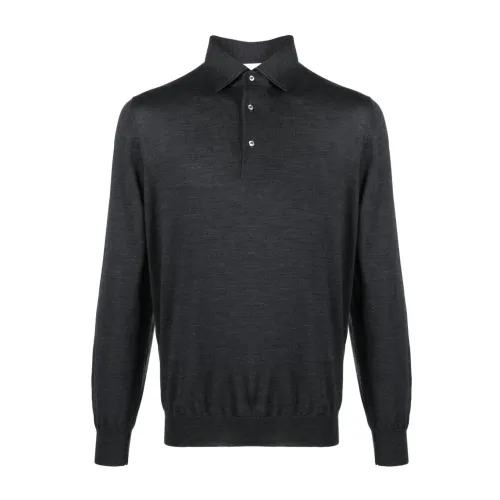 Lardini , Wool Polo Shirt, Regular Fit ,Black male, Sizes: