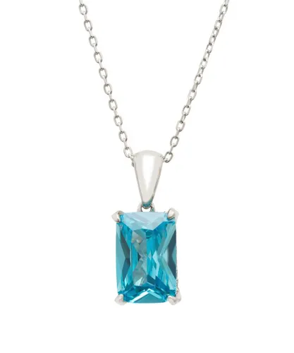 Latelita Womens Alexandra Rectangle Gemstone Necklace Silver Blue Topaz - Grey Sterling Silver - One Size