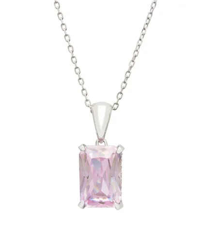 Latelita Womens Alexandra Rectangle Gemstone Necklace Silver Morganite - Red Sterling Silver - One Size