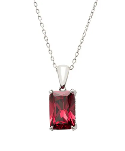 Latelita Womens Alexandra Rectangle Gemstone Necklace Silver Ruby - Blue Sterling Silver - One Size