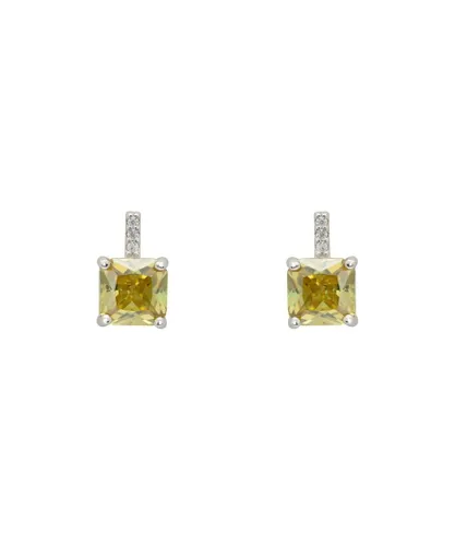 Latelita Womens Aria Crystal Stud Earrings Peridot Green Silver - White Sterling Silver - One Size