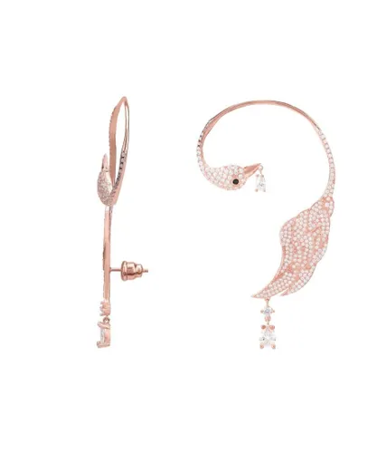 Latelita Womens Bird Of Paradise Ear Climber White Rosegold Left - Rose Gold Sterling Silver - One Size