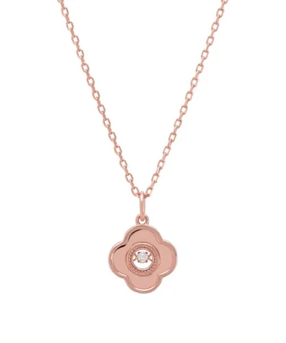Latelita Womens Clover Floating Stone Necklace Rosegold - Pink Sterling Silver - One Size