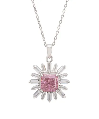 Latelita Womens Daisy Flower Pendant Necklace Silver Pink Morganite Sterling Silver - One Size