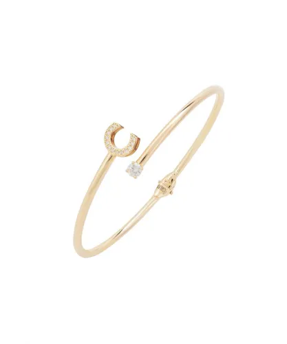 Latelita Womens Initial Bangle Gold C - Yellow Sterling Silver - One Size