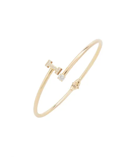 Latelita Womens Initial Bangle Gold I - Yellow Sterling Silver - One Size