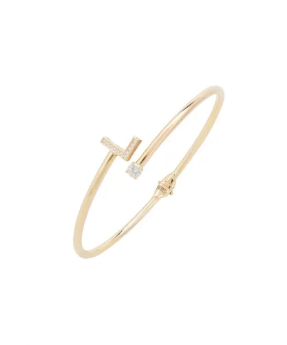Latelita Womens Initial Bangle Gold L - Yellow Sterling Silver - One Size
