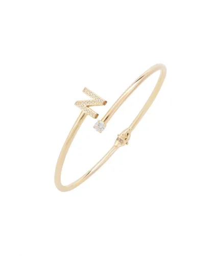 Latelita Womens Initial Bangle Gold N - Yellow Sterling Silver - One Size
