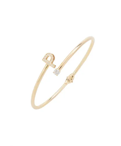Latelita Womens Initial Bangle Gold P - Yellow Sterling Silver - One Size