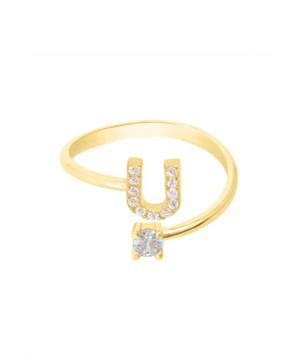 Latelita Womens Initial Ring Gold U - Yellow Sterling Silver - One Size