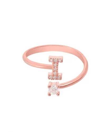 Latelita Womens Initial Ring Rosegold I - Pink Sterling Silver - One Size