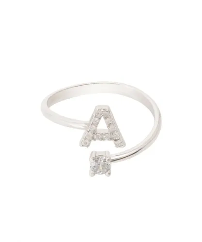 Latelita Womens Initial Ring Silver A Sterling Silver - One Size