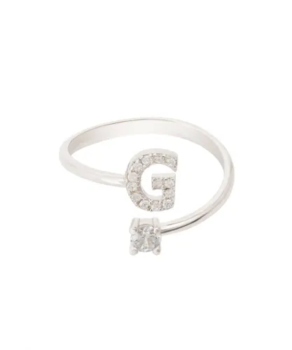 Latelita Womens Initial Ring Silver G Sterling Silver - One Size