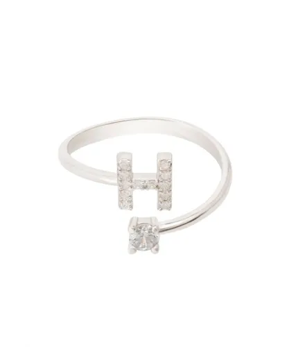 Latelita Womens Initial Ring Silver H Sterling Silver - One Size