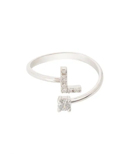 Latelita Womens Initial Ring Silver L Sterling Silver - One Size