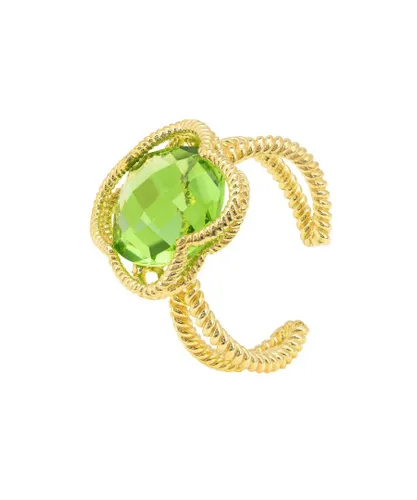 Latelita Womens Open Clover Gemstone Cocktail Ring Gold Peridot - Green Sterling Silver - One Size