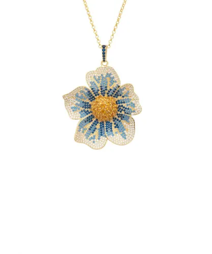 Latelita Womens Pansy Flower Blue Necklace Gold Sterling Silver - One Size
