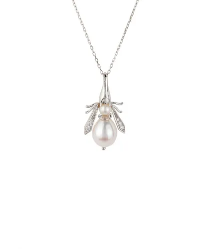 Latelita Womens Pearl Gemstone Honey Bee Pendant Necklace Silver Sterling Silver - One Size