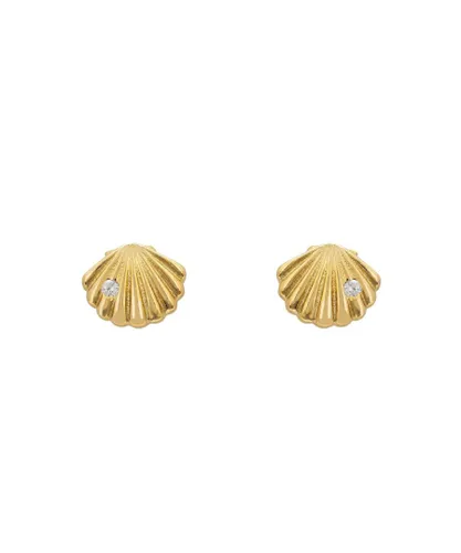 Latelita Womens Shell Metallic Stud Earrings Gold - White Sterling Silver - One Size