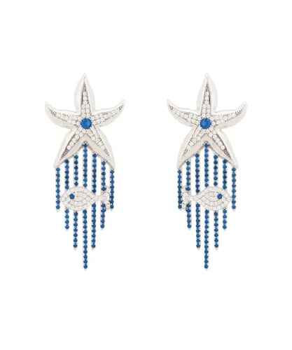 Latelita Womens Siren Earrings Sapphire Blue Silver Sterling Silver - One Size