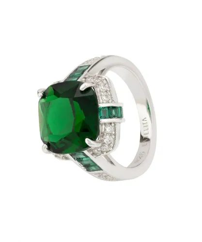 Latelita Womens Windsor Silver Ring Emerald - Green Sterling Silver - Size Q