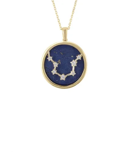 Latelita Womens Zodiac Lapis Lazuli Gemstone Star Constellation Pendant Necklace Gold Aquarius - Blue Sterling Silver - One Size
