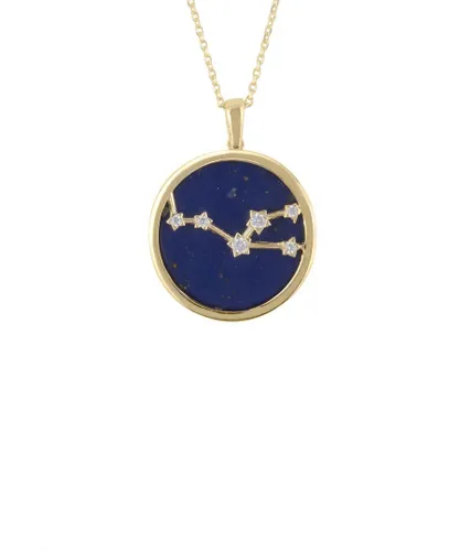 Latelita Womens Zodiac Lapis Lazuli Gemstone Star Constellation Pendant Necklace Gold Taurus - Blue Sterling Silver - One Size