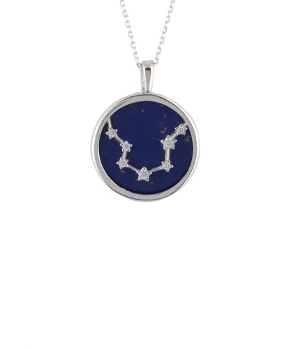 Latelita Womens Zodiac Lapis Lazuli Gemstone Star Constellation Pendant Necklace Silver Aquarius - Blue Sterling Silver - One Size