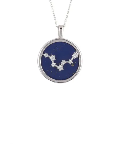 Latelita Womens Zodiac Lapis Lazuli Gemstone Star Constellation Pendant Necklace Silver Pisces - Blue Sterling Silver - One Size
