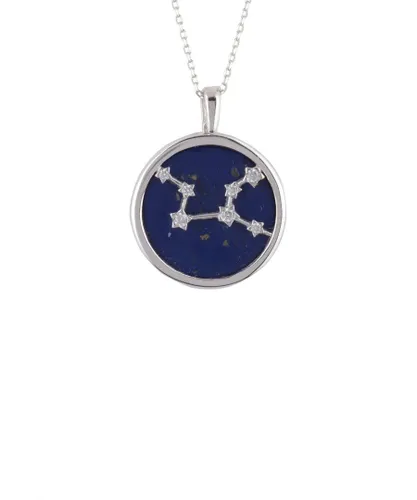 Latelita Womens Zodiac Lapis Lazuli Gemstone Star Constellation Pendant Necklace Silver Virgo - Blue Sterling Silver - One Size