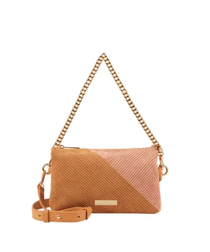 Laura Ashley Womens Tan-Pink Clutch Bag Fabric - One Size