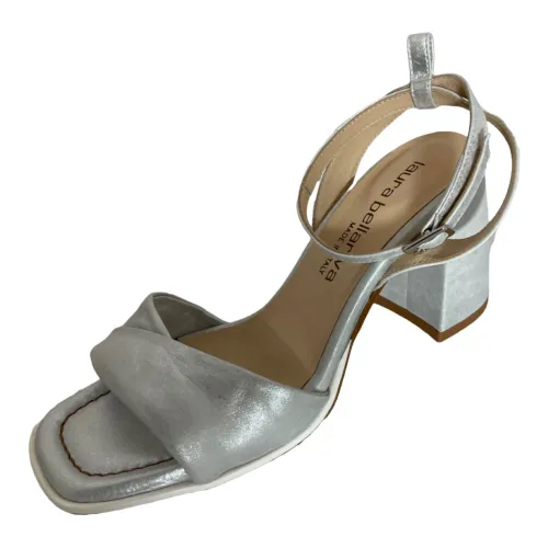 Laura Bellariva , Metal Buckle High Heel Sandals ,Gray female, Sizes: