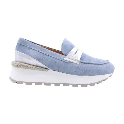 Laura Bellariva , Stylish Moccasin Loafers for Women ,Blue female, Sizes: