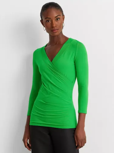 Lauren Ralph Lauren  Alayja 3/4 Sleeve Wrap Jersey Top - Green Topaz - Female