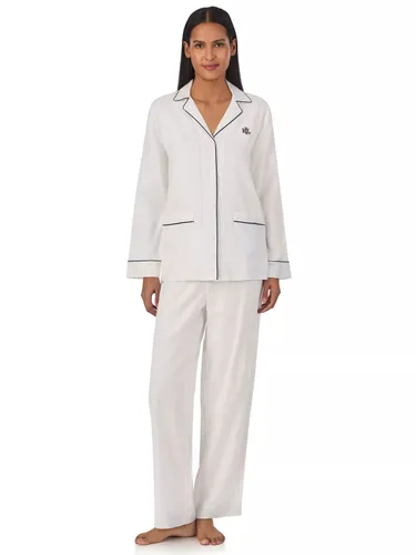 Lauren Ralph Lauren Contrast Trim Linen Blend Pyjamas, White - White - Female