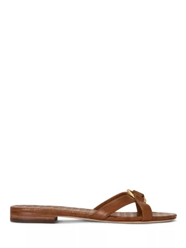 Lauren Ralph Lauren Emmy Leather Slider Sandals - Brown Tan - Female