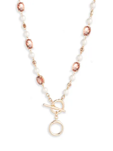 Lauren Ralph Lauren Faux Pearl Beaded Collar Necklace, Gold/Pink - Gold/Pink - Female